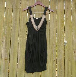 Unbranded black beaded collar dress